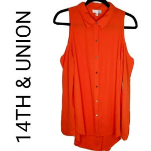 14TH & UNION COLD SHOULDER BLOUSE - ORANGE